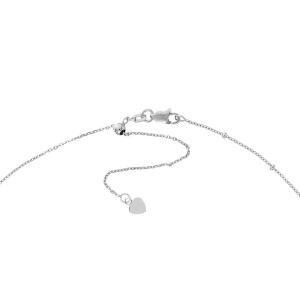 Sterling Silver CZ and Bead Station Adjustable Choker
