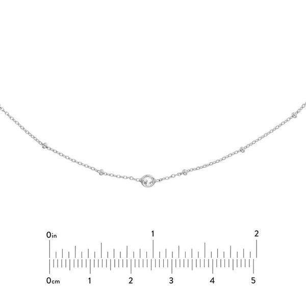 Sterling Silver CZ and Bead Station Adjustable Choker