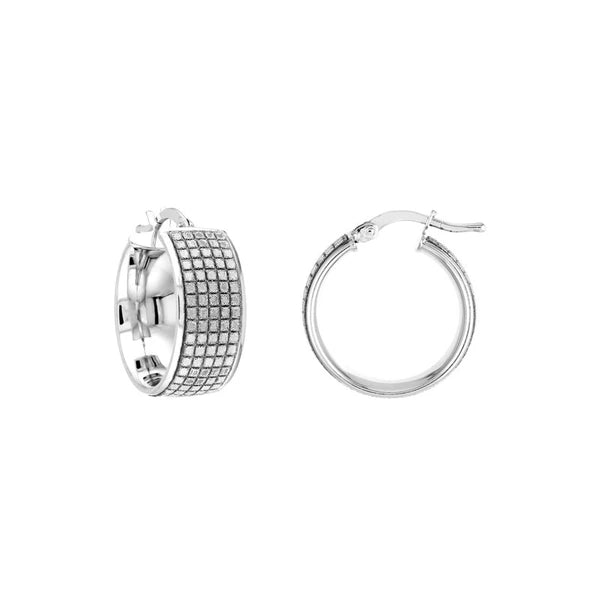 Plated Sterling Silver Five-Row Sparkle Hoops