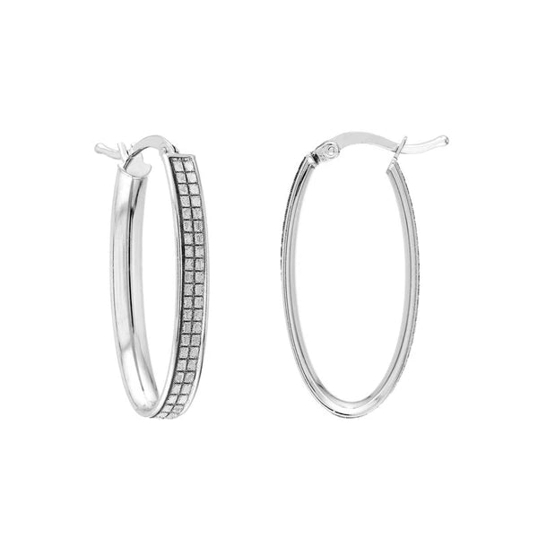Plated Sterling Silver Double Sparkle Oval Hoops
