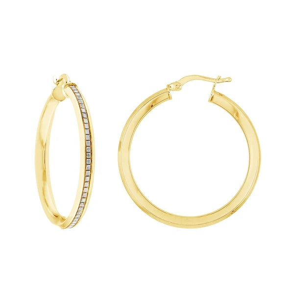 Plated Sterling Silver Sparkle Hoop Earrings