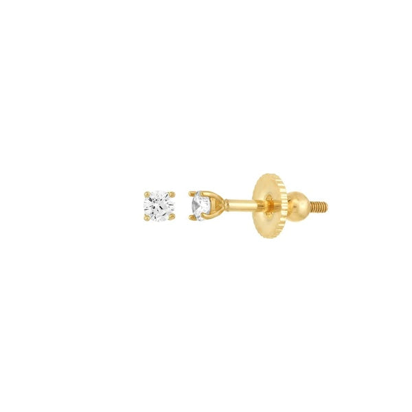 Child's Four-Prong CZ Stud Earrings with Screw Back