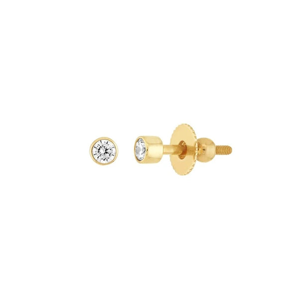 Child's Bezel Set CZ Stud Earrings with Screw Back