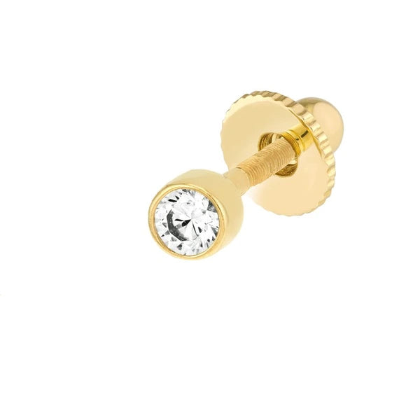 Child's Bezel Set CZ Stud Earrings with Screw Back