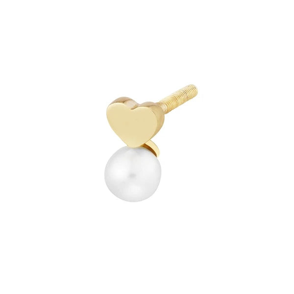 Child's Screw Back Heart and Pearl Stud Earrings