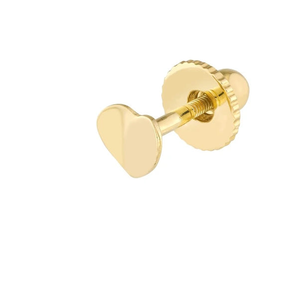 Child's Concave Heart Stud Earrings with Screw Back