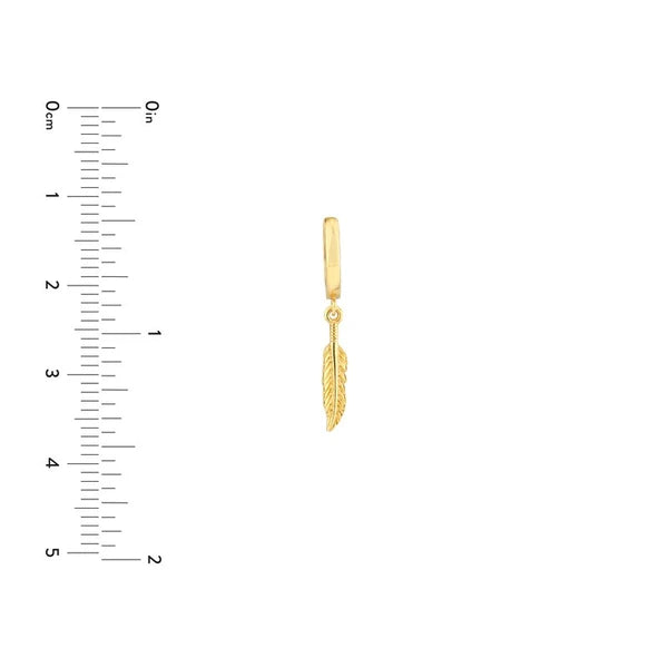 Mini Huggie Hoop Earrings with Feather Drop