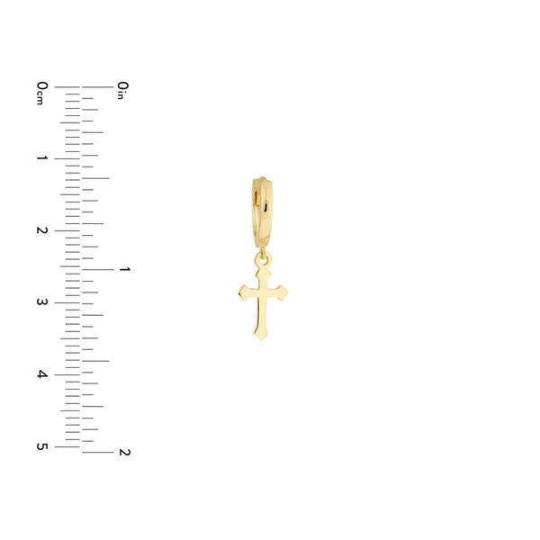 Mini Huggie Hoop Earrings with Cross Drop