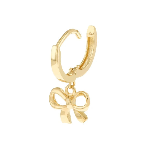 Mini Huggie Hoop Earrings with Bow Drop