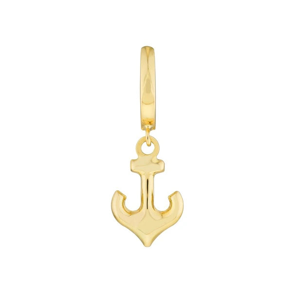 Mini Huggie Hoop Earrings with Anchor Drop