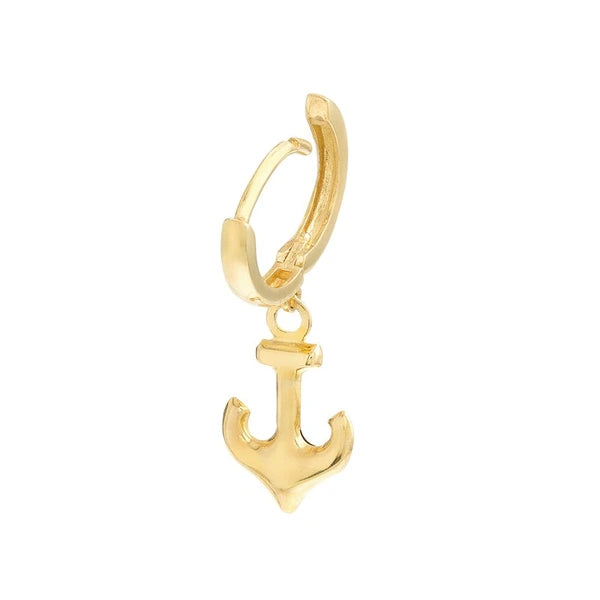 Mini Huggie Hoop Earrings with Anchor Drop