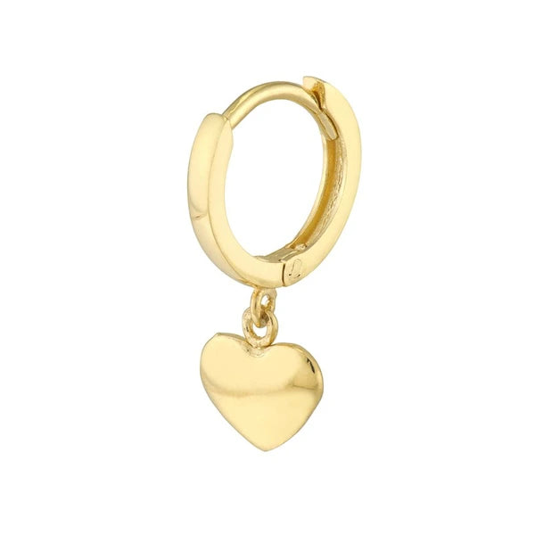 Mini Huggie Hoop Earrings with Heart Drop
