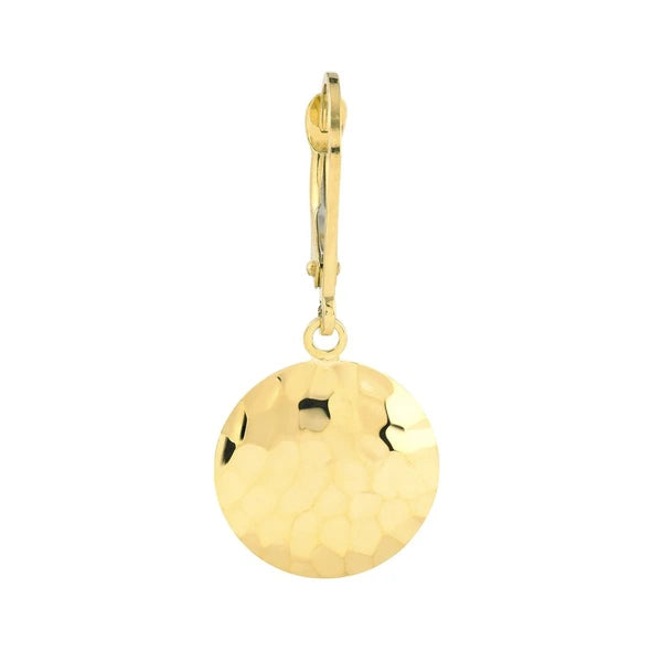Hammered Disc Earrings on Leverback