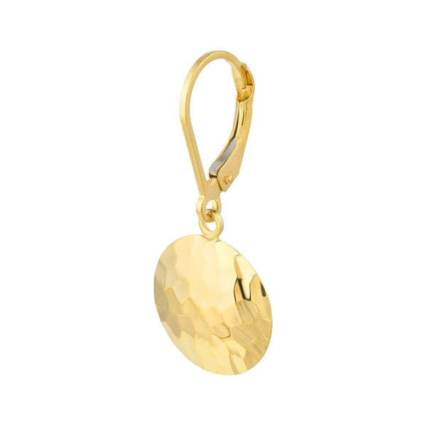 Hammered Disc Earrings on Leverback