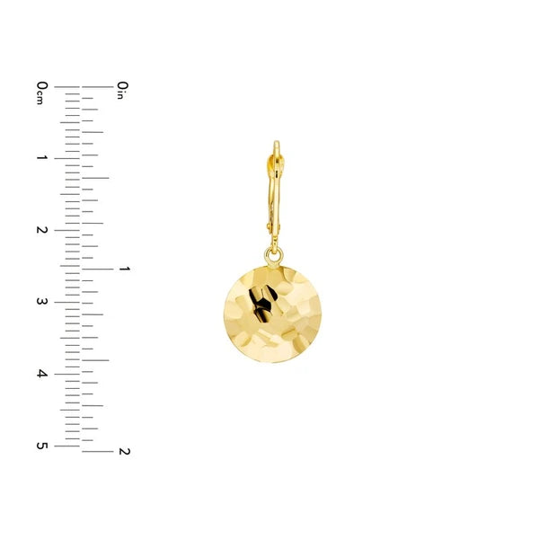 Hammered Disc Earrings on Leverback