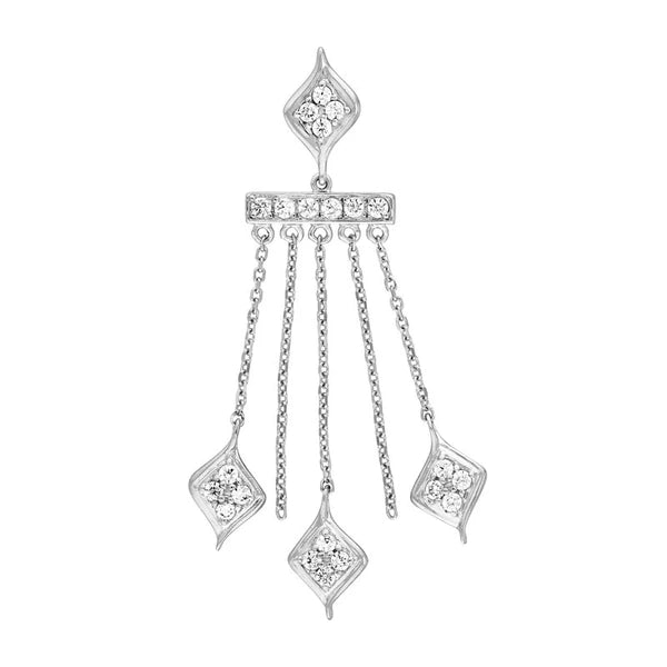 Sterling Silver Diamond-Shaped CZ Chandelier Dangle Earrings