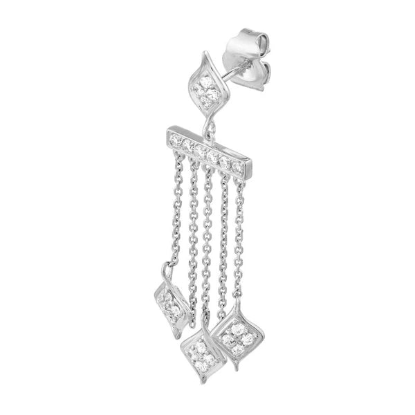 Sterling Silver Diamond-Shaped CZ Chandelier Dangle Earrings