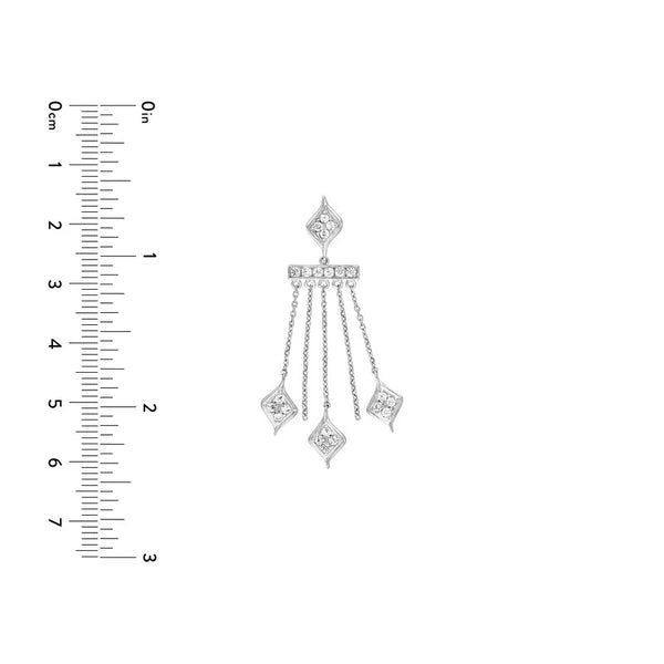 Sterling Silver Diamond-Shaped CZ Chandelier Dangle Earrings