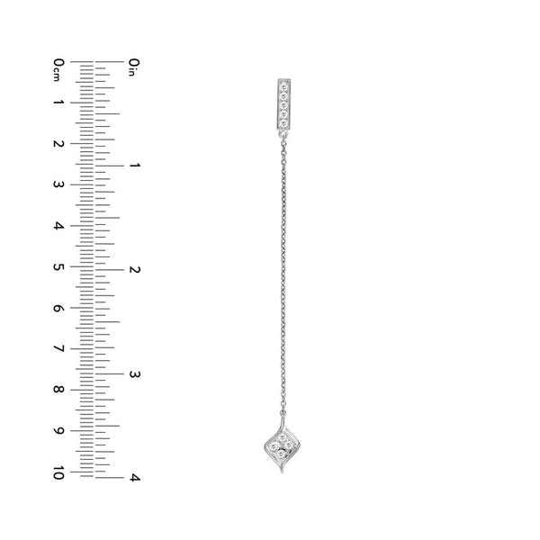 CZ Bar Dangle Double Sided Earrings