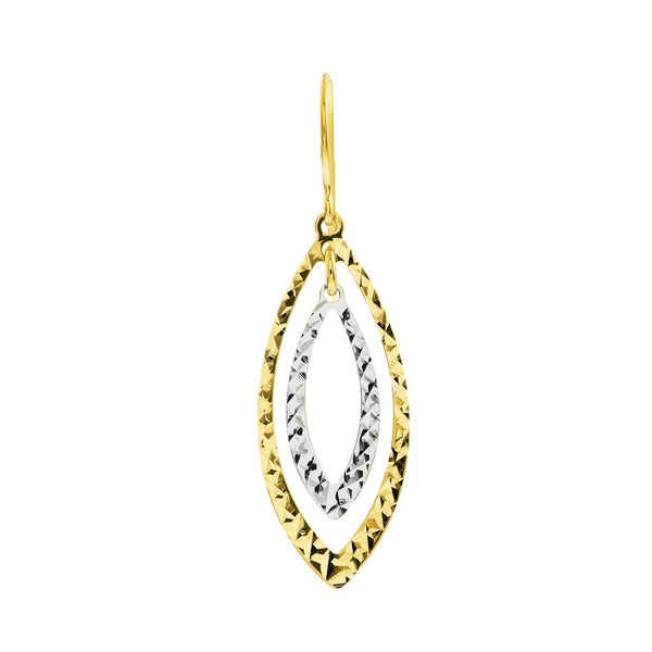 Two-Tone Diamond-Cut Double Marquise Earrings
