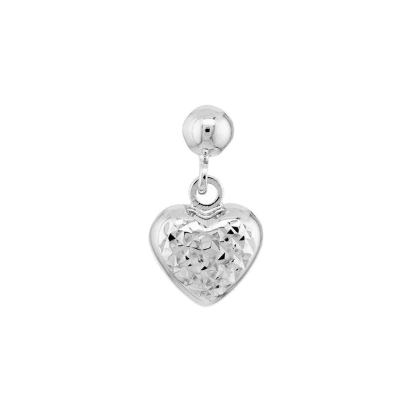 Diamond-Cut Puffed Heart Dangle Earrings