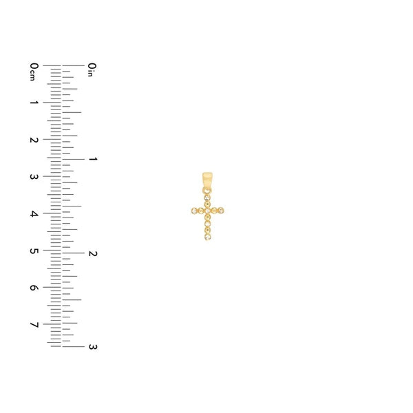 Two-Tone Diamond-Cut Beaded Cross Pendant