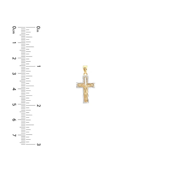 Two-Tone Diamond-Cut Crucifix Pendant
