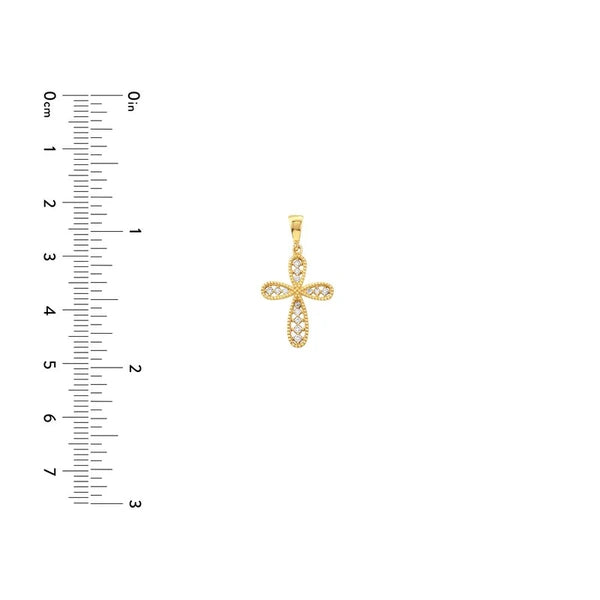 CZ Beaded Filigree Cross Pendant