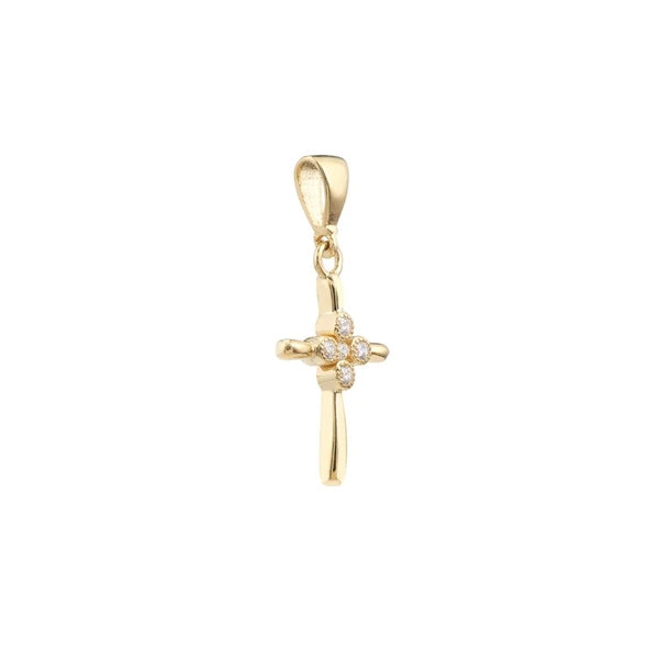 Four CZ Polished Mini Cross Pendant