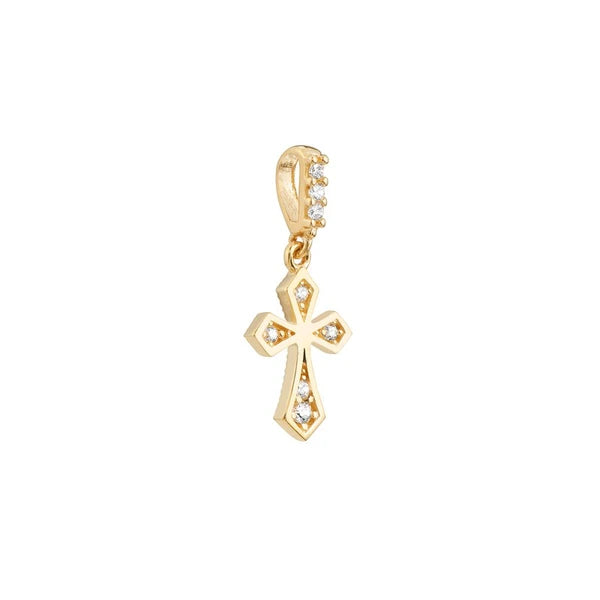 Pointed Edge Mini CZ Cross Pendant