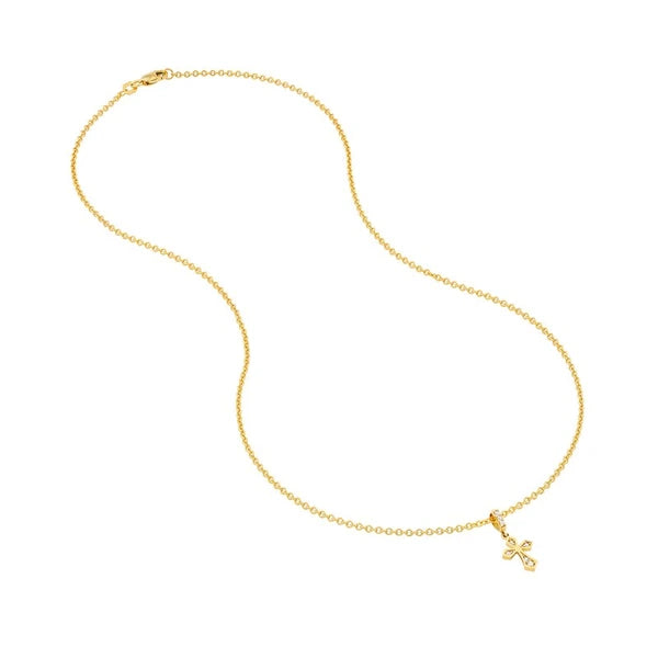 Pointed Edge Mini CZ Cross Pendant