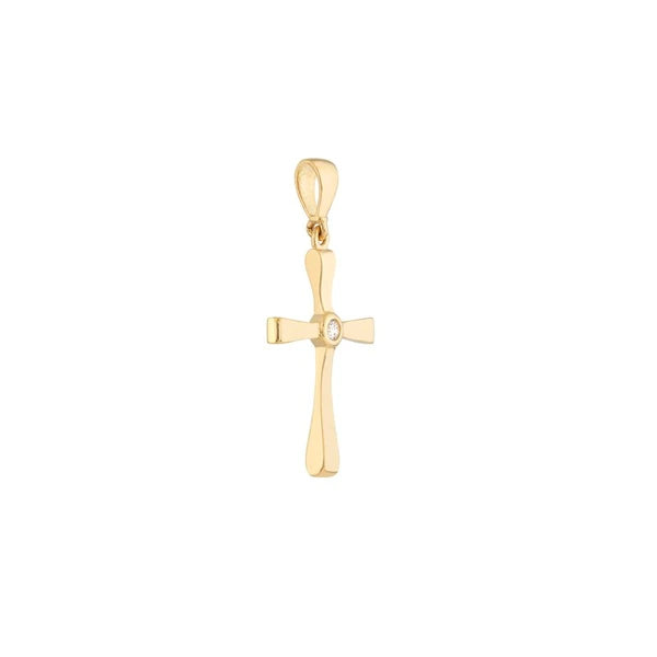 CZ Center Polished Cross Pendant