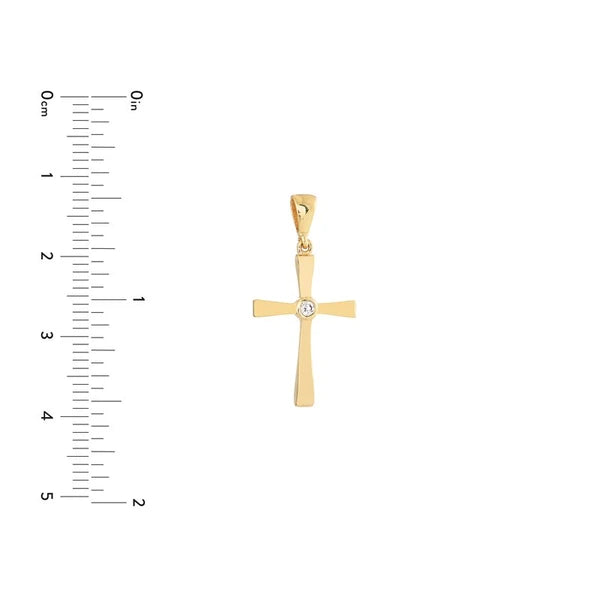 CZ Center Polished Cross Pendant