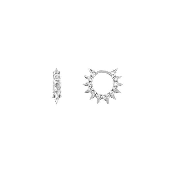Pavé Diamond Sides Spiked Huggie Earrings