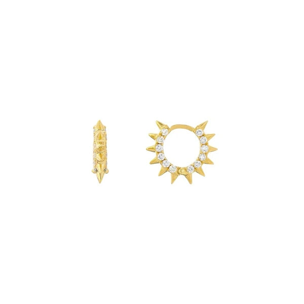 Pavé Diamond Sides Spiked Huggie Earrings