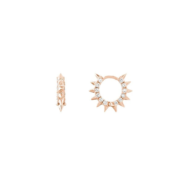Pavé Diamond Sides Spiked Huggie Earrings