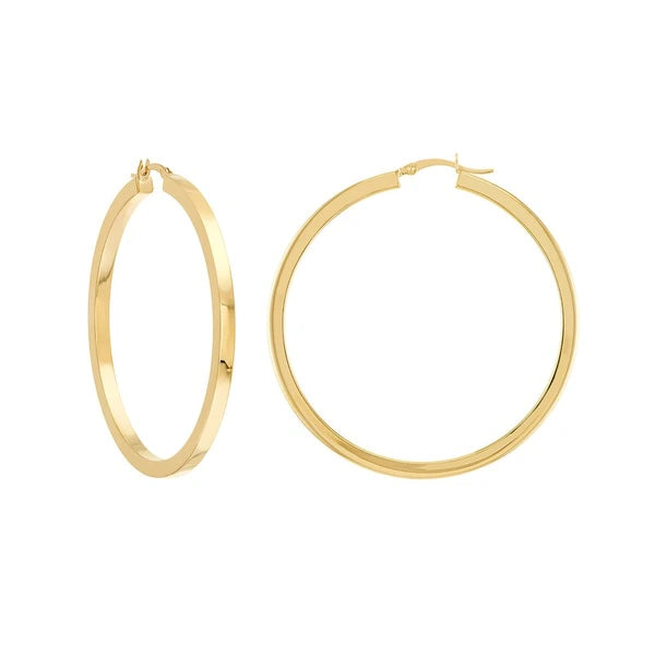 3mm x 50mm Square Tube Hoop Earrings