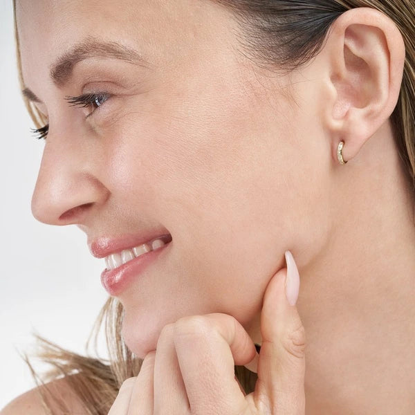 Diamond J-Shaped Mini Huggie Earrings