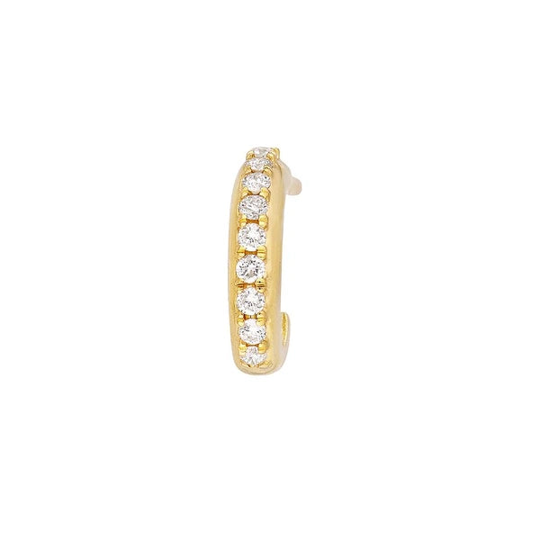 Diamond J-Shaped Mini Huggie Earrings