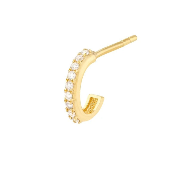 Diamond J-Shaped Mini Huggie Earrings