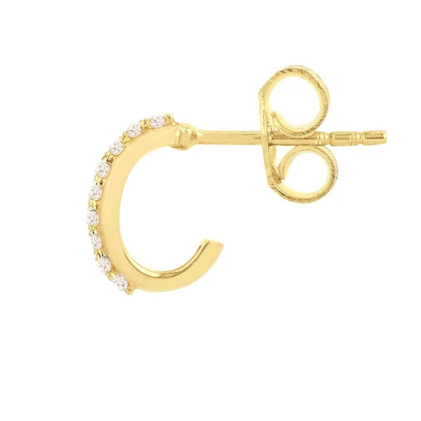 Diamond J-Shaped Mini Huggie Earrings