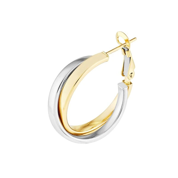 Two-Tone Criss-Cross Omega Back Hoops