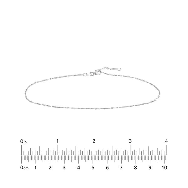 Flat Diamond-Cut Stations Adjustable Anklet