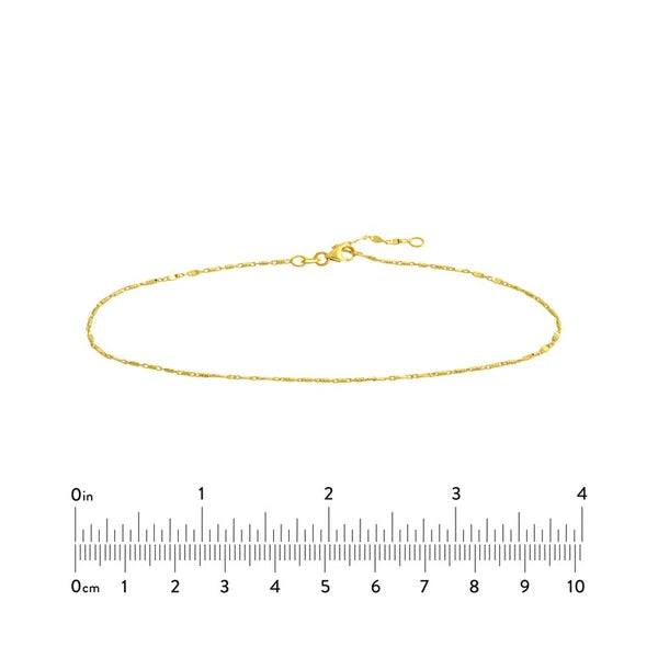 Flat Diamond-Cut Stations Adjustable Anklet
