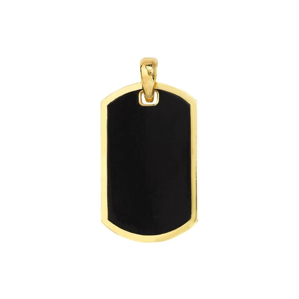 Fancy Black EN/Amel Dog Tag with Border Pendant