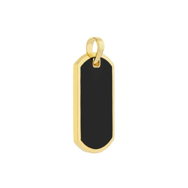 Fancy Black EN/Amel Dog Tag with Border Pendant