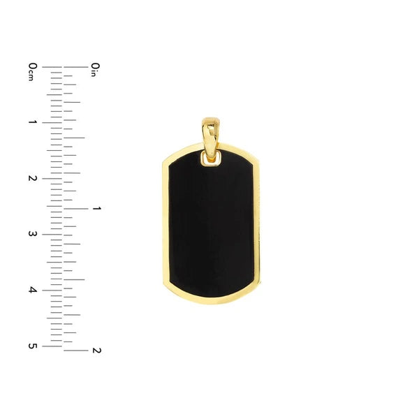 Fancy Black EN/Amel Dog Tag with Border Pendant