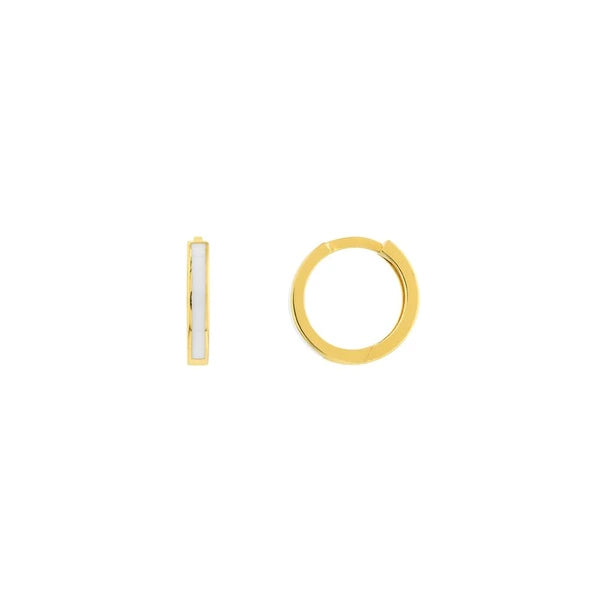 White EN/Amel Baby Hoop Earrings