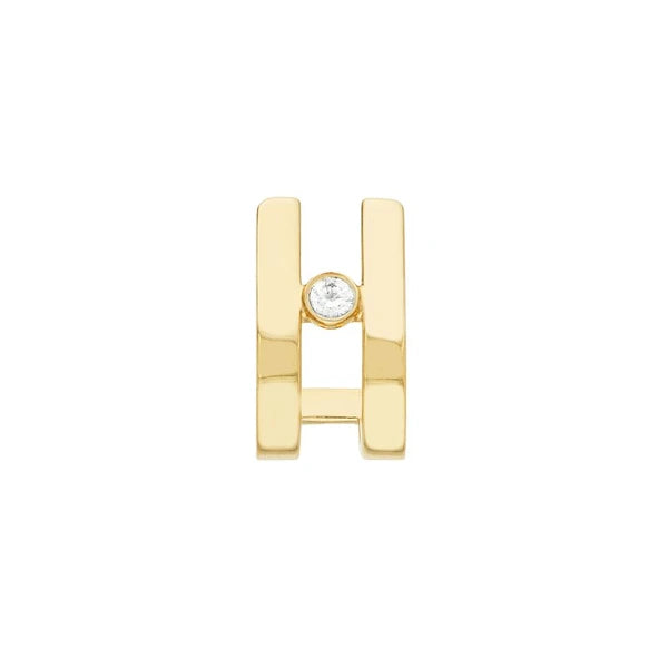 Diamond Bezel In Open J-Huggie Earrings