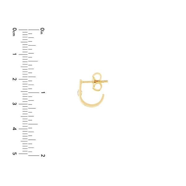Diamond Bezel In Open J-Huggie Earrings
